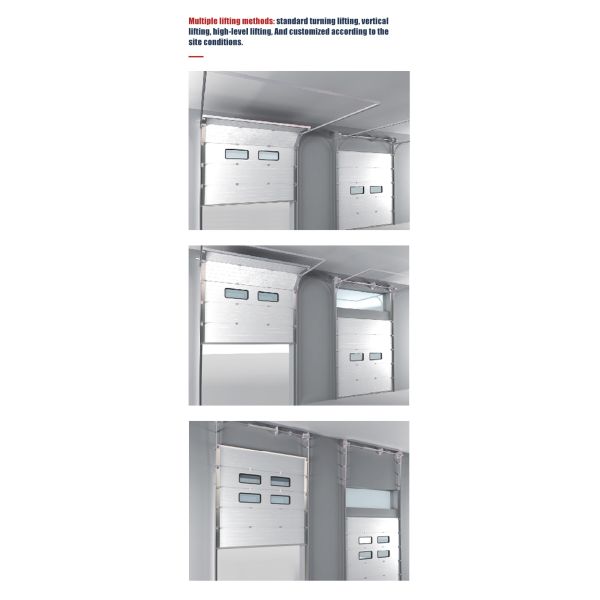 Industrial Garage Steel Insulated Sectional Doors 380V Automatic Remote Controlled