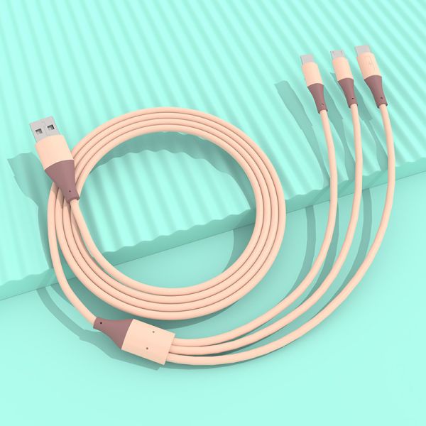 Quality One-to-three charging cable suitable for Android type-c Huawei mobile phone fast charging three-in-one iphone Apple cabl wholesale