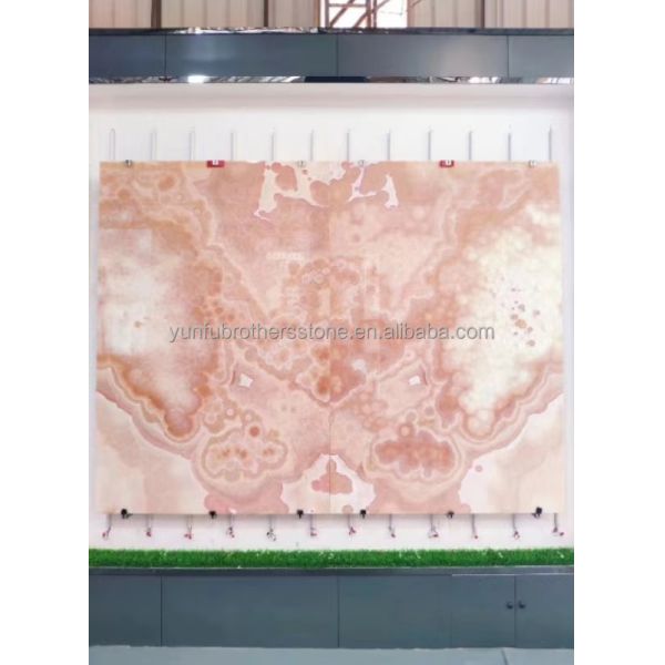 Backlit Red Onyx Marble Stone Book Matched Slab for Transparent Marble Table Pattern