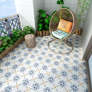 Beige and Blue 20x20cm Ceramic Rustic Tile for Indoor Walls