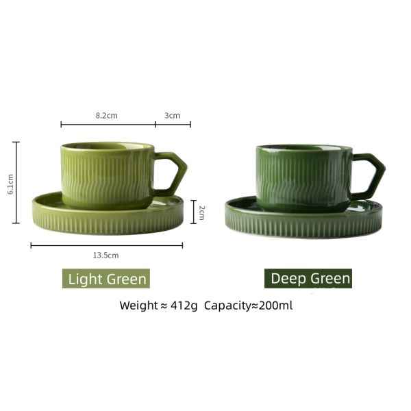 200ml Green Ceramic Teacup Classic Design Style Ceramic Cup & Saucer Set Enjoy Afternoon Tea Time