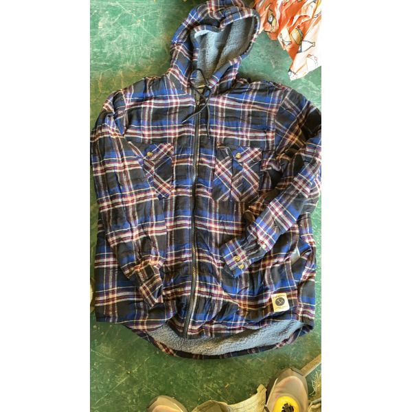 Men's plaid zipper sharpa coats