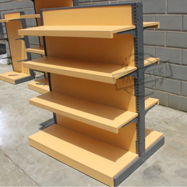 Supermarket Steel Wood Supermarket Shelf Customization 1 Or 2 Sided