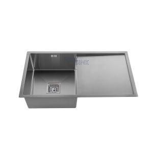 China Polished Undermount Kitchen Sink With Drainboard Square Hole on sale
