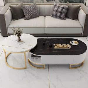 Adjustable TV Stand Coffee Table Set 70*70*43cm Living Room Center Table With
