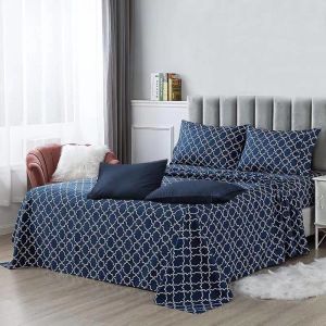 Bedroom Microfiber Fabric 80gsm 100% Polyester Bedding Sheet Set 4pcs in Modern