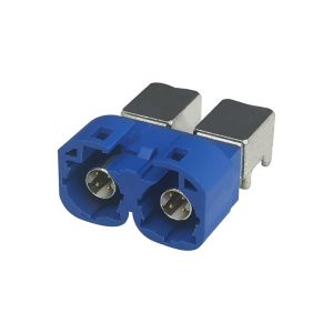 China 2x4Pin FAKRA HSD Connector Double C Coding Blue Color For PCB Mount on sale