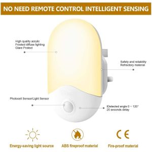 15lm*2 100000h Plug In Motion Sensor Light With Dusk To Dawn Photocell Sensor