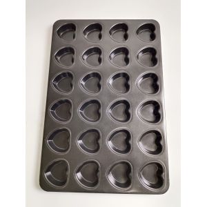 Stickproof 24 Cup 600*400*30 Aluminium Heart Shape Muffin Pan Tray