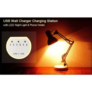 Wall Power Socket with Surge Protector ETL cETL Passed 3 Outlets 2USB