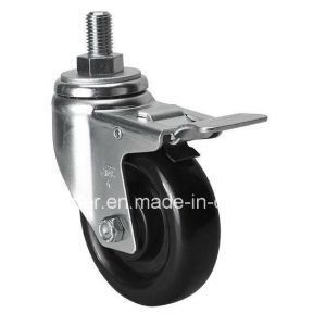 Black Edl Medium 4 140kg Threaded Brake PU Caster for Caster Application With Brake
