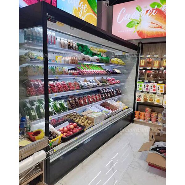 Supermarket Wall Mounted Refrigerator Multideck Open Display Chiller With Night