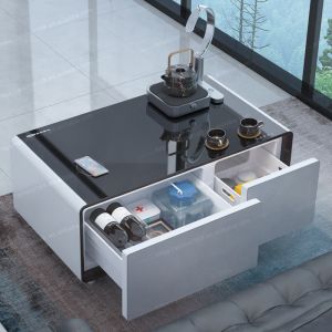 Multifunctional Smart Coffee Table with Wireless Charging and Compressor
