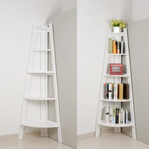 Space Saving 15kg Trapezoidal Wooden Corner Bookshelf