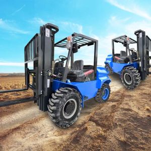 China 12-28km/h Four Wheel Off-Road Fork Lift All Terrian Forklift 4.5 Ton 4x4 Forklift Truck on sale