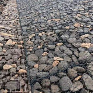 Low Carbon Steel Wire 1x1x2 M Gabion Fence Baskets Stone Filled Box Three Twist