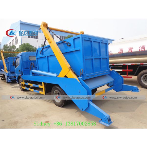 5cbm Self Loading Dongfeng Swing Arm Garbage Truck With Hanging Chain