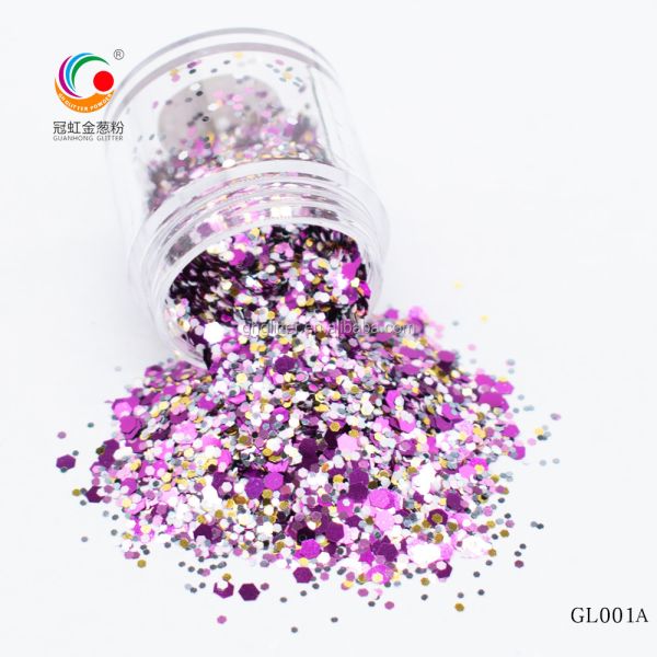 Christmas Crafts Polyester Rainbow Glitter Mix Polyester Hexagonal Bulk