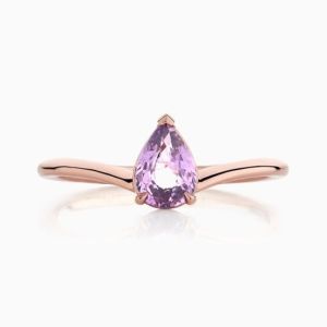 Cheap Rose Gold Plated 925 Sterling Silver Pear Cut Purple Sapphire Curved Stackable Ring for sale