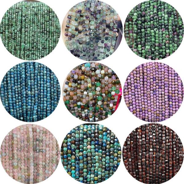 Natural Assorted Multicolor Gemstone Beads Cube Square Amethyst Loose Strands Beads for Jewelry DIY