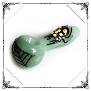 Hand Drawing Spider Recycler Glass Water Pipe Smoking Spoon Pipe With Multi