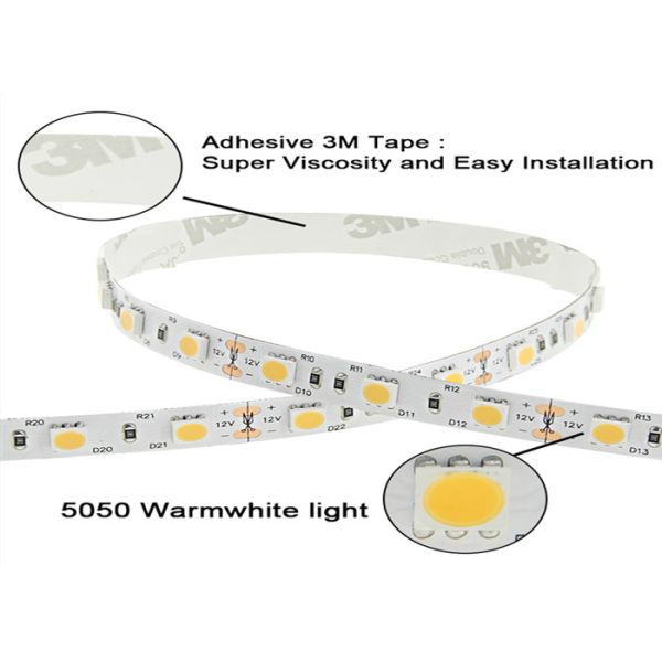 Super Bright Flexible Adhesive Led Strip Lights 12/24V SMD5050 20-22lm Lumen