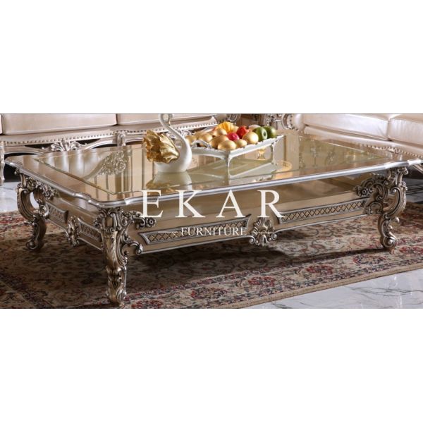 Carved Royal Furniture European Style Luxury Wooden Coffee Table LS-A115J-1