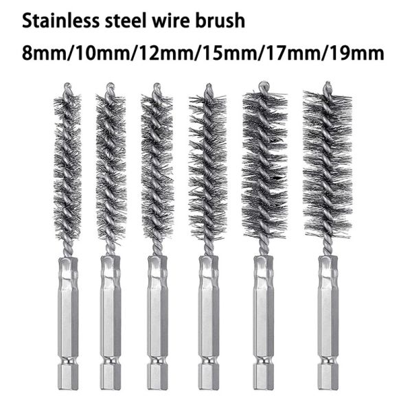 Stainless Steel Wire Cleaning Hexagonal Rod Gun Brush 8/10/12/15/17/19mm
