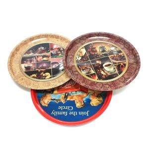 premium round serving tin trays