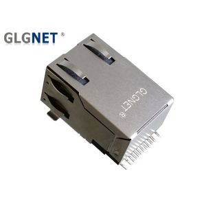 Vertical RJ45 Single Port 1G Ethernet Magnetic RJ45 Connector Shield With LED