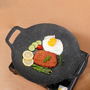 China Non Stick Cast Iron Camping Round Frying Pan Pre Seaoned For Outdoor And Kitchen on sale
