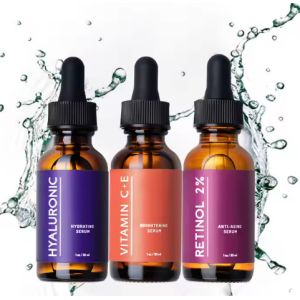 China Private Label Korean High Quality Whitening Organic Natural Brightening Vitamin C E Collagen Face Anti Aging Serum Set on sale