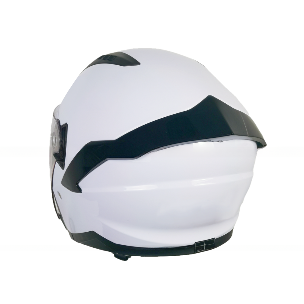 White ABS Motorcycle Riding Helmet with Half Face PC Shield and Customizable Design