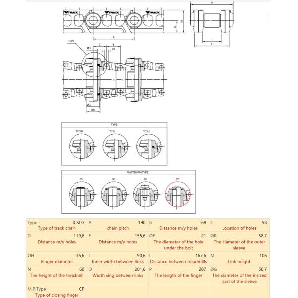 878811 9W9354 194 1608 Undercarriage Spare Parts CAT Excavator Track Link Chain