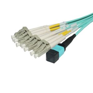 OM3 MPO Harness Cable For 40G 100G Network Applications