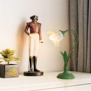 Nordic Restaurant Decorative Glass Table Lamp Flower Shaped Modern Bedside Table