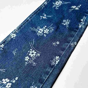 Custom Cotton Polyester Slub Printed Denim Fabric For Skirt Jeans