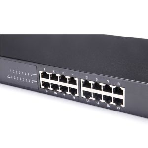 32Gbps Gigabit 16 Port Unmanaged Switch 17 Inch Iron Shell Built In Power Supply