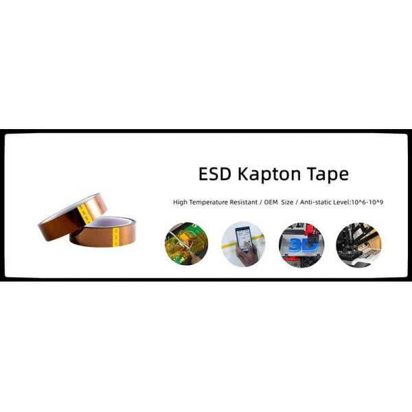 ESD Kapton Tape Amber Kapton Polyimide Film Tape 50mic 0.5 Mil Kapton Tape For Easy Handling