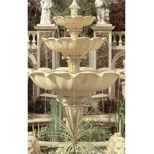 Sandstone fountain in garden