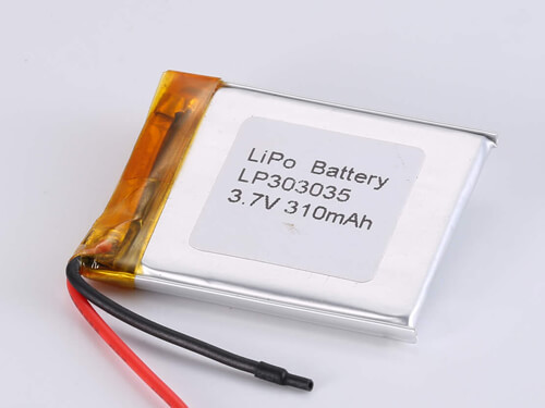 Quality 3.7V Charging Voltage LP303035 310MAH JST Discharge Connector Lithium Polymer Rechargeable Battery for Applications wholesale