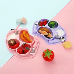 Silicone Baby Bpa Free Suction Bowl Set Tableware Customized With Straw