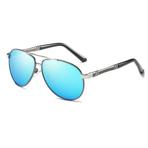 Color Film Glasses Case Men'S Metal Frame Polarized Sunglasses UV400 Resin Lens