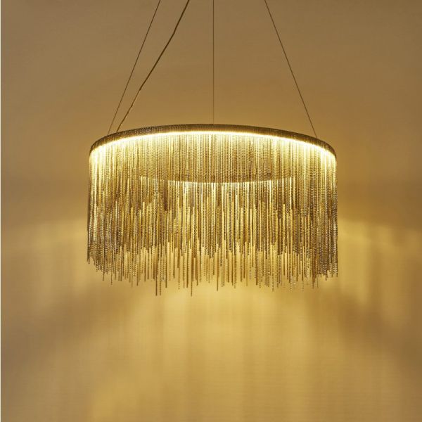 60W Creative Tassel Chain D50cm Cord Length 100cm Modern Pendant Light