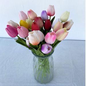 Indoor Faux Single Branch Pvc Soft Feeling Plastic Artificial Real Touch Tulip