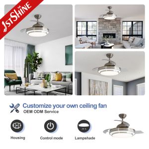 42" Hidden Blades Remote Control LED Ceiling Fan Light for Modern Decor in 3000