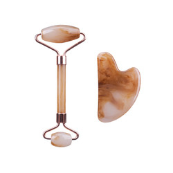 Anti Aging Face Jade Roller Set Rose Quartz Massage Roller