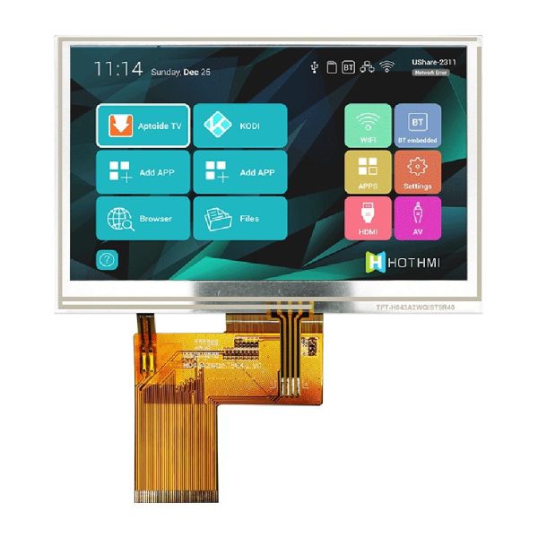 Quality 4.3" resistive touch display/480x272 IPS TFT LCD/TTL RGB interface/40-pin FPC connection/SC7283 controller/STM32/RK motherboard series display wholesale