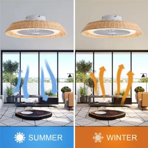 stylish design 18 Inch Rattan Caged Smart Tuya APP Control Ventilador De Techo Modern LED Ceiling Fan With Light and Remote