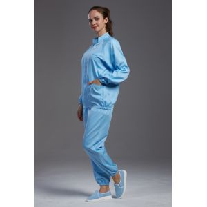 Blue color Two Pieces Anti Static Garments With 10E7-10E11 Ohm Surface